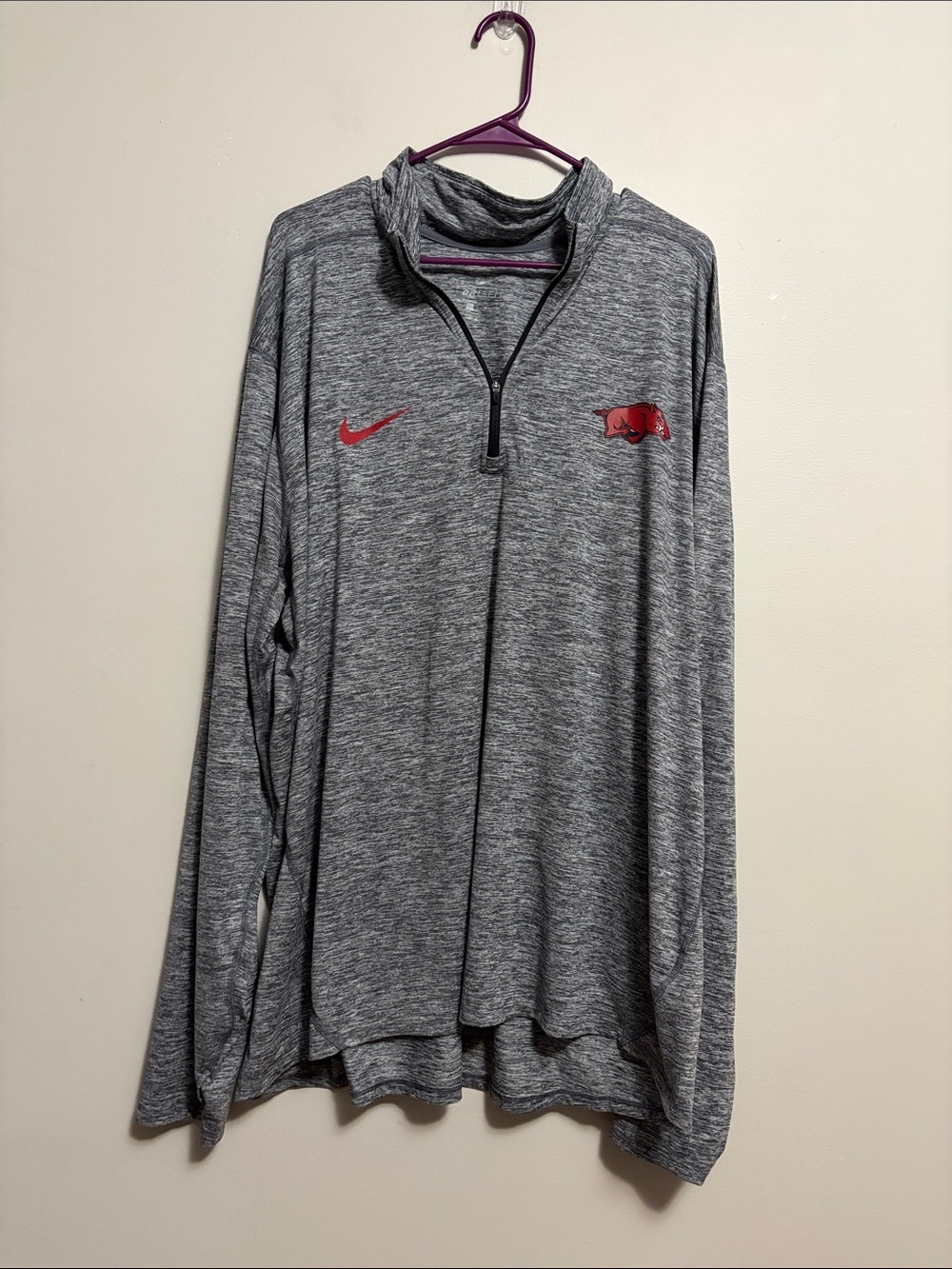 Nike Arkansas Razorbacks Gray Heather Quarter-Zip 3X